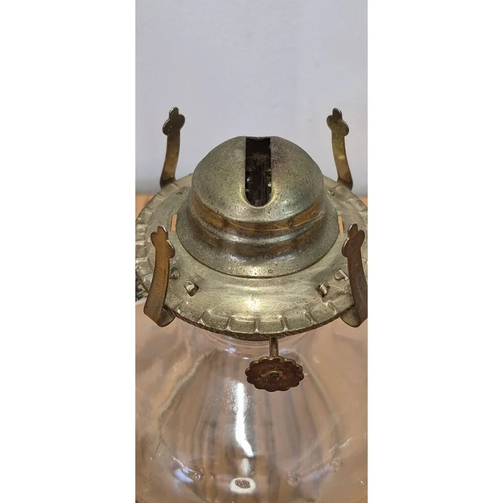 Vintage Hobnail Glass Oil Lamp Lamplight Farms Brass Burner Farmhouse Decor - Picture 8 of 9